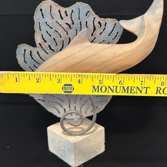 Coastal Décor "Wooden Dolphin w/Metal accents on Stone base" Mixed Media - Picture 10 of 11